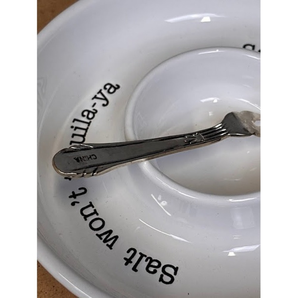 Mud Pie Salt Won't Tequila-ya Ceramic Serving Set with Lime Feelin Good Fork - Picture 6 of 7